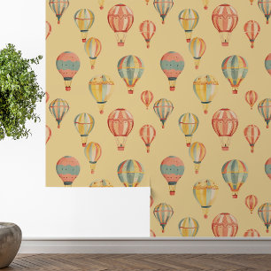 Hot Air Balloons Yellow Baby's Room Kinderzimmer Tapete