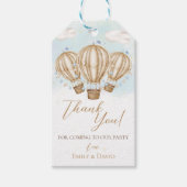 Hot Air Brawn Balloons blauen Fahnen Wolken vielen Geschenkanhänger (Vorderseite)