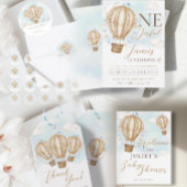 Hot Air Brawn Balloons blauen Fahnen Wolken vielen Geschenkanhänger