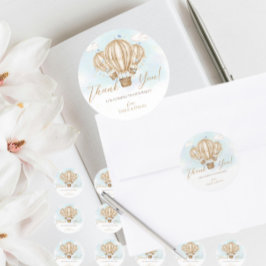 Hot Air Brawn Balloons blauen Fahnen Wolken vielen Runder Aufkleber