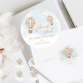 Hot Air Brawn Balloons blauen Fahnen Wolken vielen Runder Aufkleber