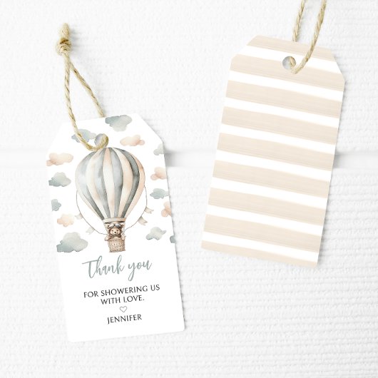 Hot Air Teddy Bear Balloon Baby Dusche Vielen Dank Geschenkanhänger