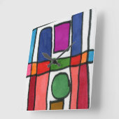 Hot and cool rectangle stripe with a circle accent quadratische wanduhr (Winkel)