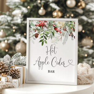 Hot Apple Cider Bar Winter Evergreen Poster