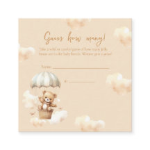 Hot Ballon Teddy Bär Neutral Guess Game Card