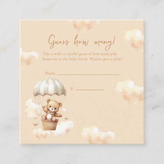 Hot Ballon Teddy Bär Neutral Guess Game Card Begleitkarte (Vorderseite)