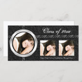 Hot Black Abschluss Announction Foto Card Ankündigung (Vorne/Hinten)