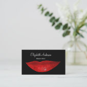 Hot Black Cosmetology Red Lips Makeup Artist Visitenkarte (Stehend Vorderseite)