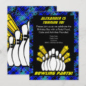 Hot Blue Boy Personalisiert Bowling Party Einladun Einladung (Vorne/Hinten)