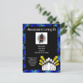 Hot Blue Boy's Foto Bowling Party Einladung (Stehend Vorderseite)