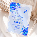 Hot Blue Wavy Rahmen boho blumensüß 16 Einladung<br><div class="desc">Sweet 16 Planung got einfach viel hübscher mit unserem Hot Blue Wavy Rahmen boho Blumengeburtstag Einladung. Machen Sie sich bereit, stilvoll zu feiern! Unsere 16 . Geburtstag Einladung enthält handgemalte, blühende, blühende Aquarellbouquet mit Pfingsten und Rose, mit einem modernen Pinselskript-Schriftart auf einem wagemutigen, zackigen Rahmen mit niedlichen Herzen. Alle Farben...</div>