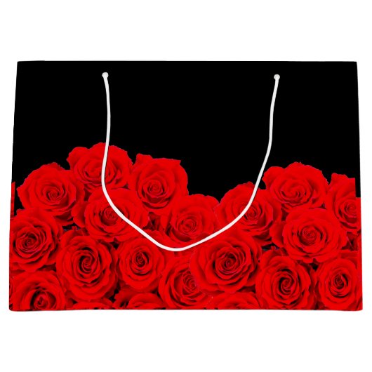 Hot Blume Black Rote Rosen Große Geschenktüte (Vorderseite)