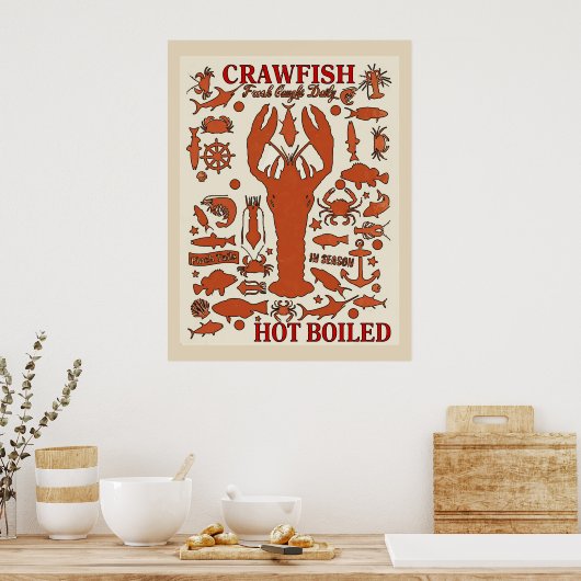 Hot Books Crawfish Sign Poster (Küche)