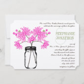 Hot Bright Pink Mason Jar Wildblume Hochzeit Einladung (Vorderseite)