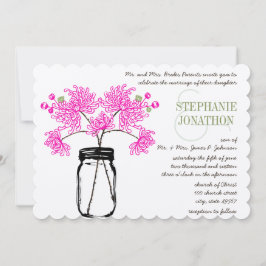 Hot Bright Pink Mason Jar Wildblume Hochzeit Einladung