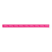Hot Bright Pink mit White Script Name Fun Ripsband (Vorderseite)