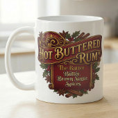 Hot Buttered Rum Vintage Recipe Label Kaffeetasse