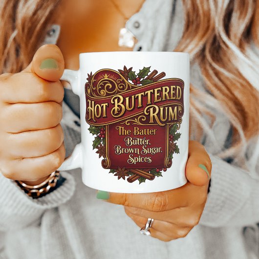 Hot Buttered Rum Vintage Recipe Label Kaffeetasse