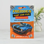 Hot Car Racing Geburtstag Party Einladung (Stehend Vorderseite)