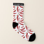 Hot Chili Muster individuelle Name Socken (Rechts - Außen)