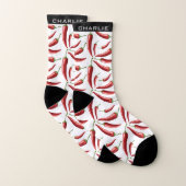 Hot Chili Muster individuelle Name Socken (Paar)