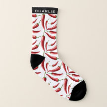 Hot Chili Muster individuelle Name Socken