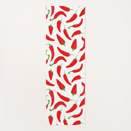 Hot Chili Pepper Cartoon Red White Pattern Yogamatte (Vorderseite)