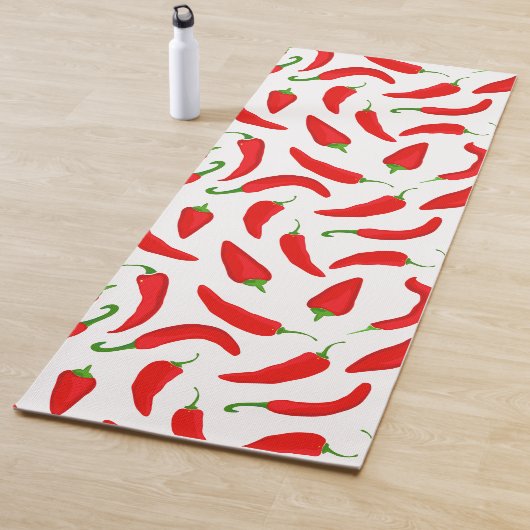 Hot Chili Pepper Cartoon Red White Pattern Yogamatte (Beispiel)