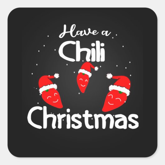 Hot Chili Pepper Christmas Design, Unisex Quadratischer Aufkleber (Vorderseite)