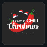 Hot Chili Pepper Christmas Design, Unisex Quadratischer Aufkleber<br><div class="desc">Für alle Hot Chili Pepper Fans ein Weihnachtskonzept für den Chili.</div>