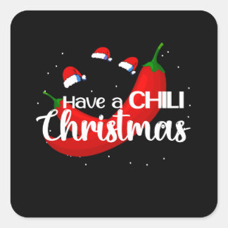 Hot Chili Pepper Christmas Design, Unisex Quadratischer Aufkleber