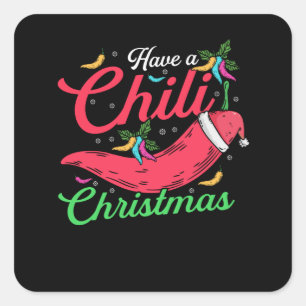 Hot Chili Pepper Christmas Design, Unisex Quadratischer Aufkleber