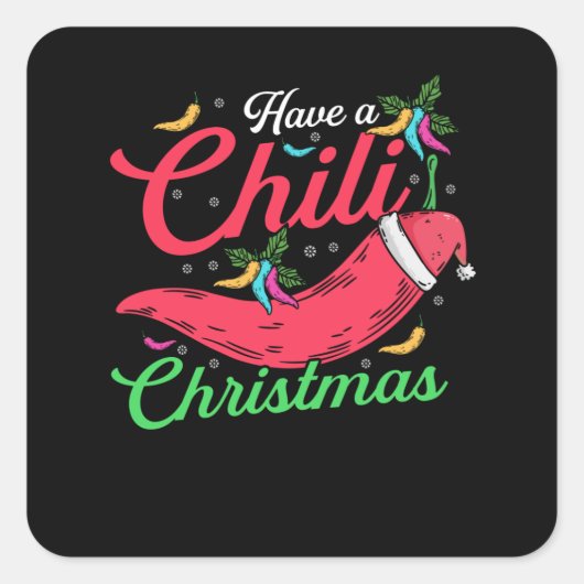 Hot Chili Pepper Christmas Design, Unisex Quadratischer Aufkleber (Vorderseite)