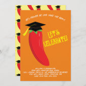 Hot Chili Pepper Graduation Party Red Einladung (Vorne/Hinten)