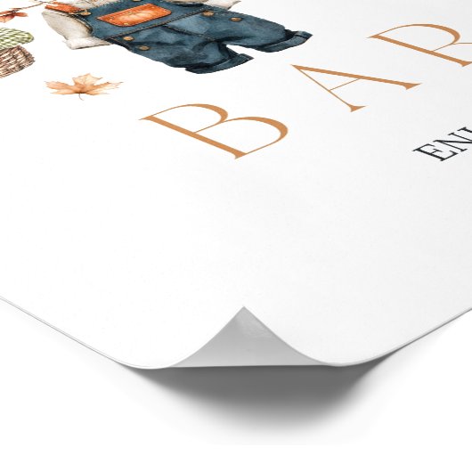 Hot Choco Bar Pumpkin Rustic Fall Baby Dusche Poster (Ecke)