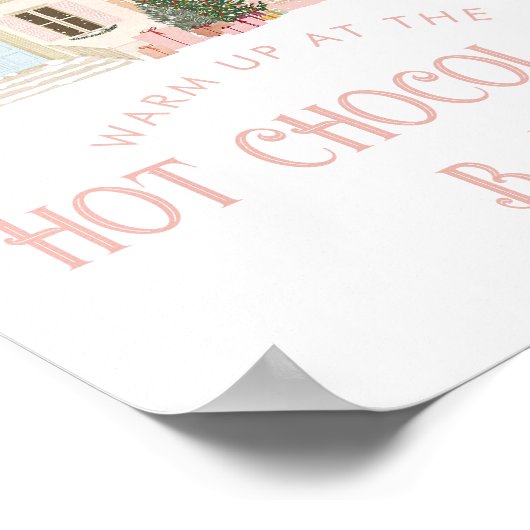Hot Chocolate Bar Christmas village Baby Shower Poster (Ecke)