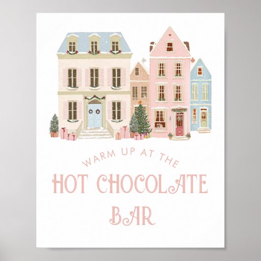 Hot Chocolate Bar Christmas village Baby Shower Poster (Vorne)