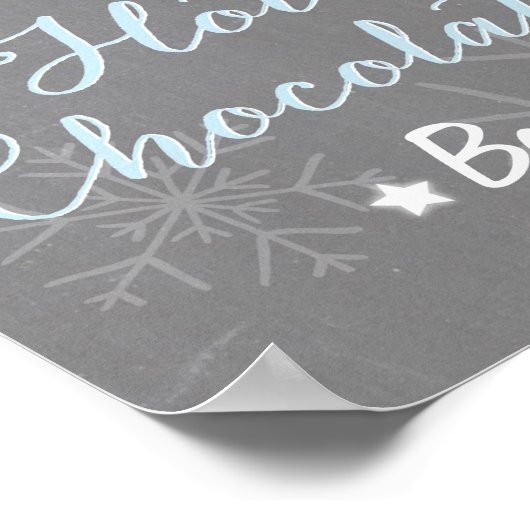 Hot Chocolate Bar Sign Blue Boy Schneeflocken Poster (Ecke)