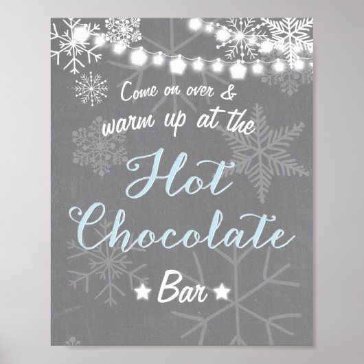 Hot Chocolate Bar Sign Blue Boy Schneeflocken Poster (Vorne)