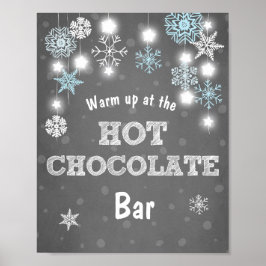 Hot Chocolate Bar Sign Blue Schneeflocken Rustikal Poster