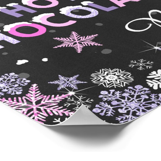 Hot Chocolate Bar signieren Rosa Lila Schneeflocke Poster (Ecke)
