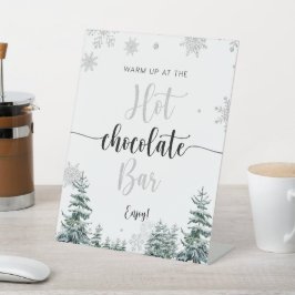 Hot Chocolate Bar silber Winterzeichen Sockelschild