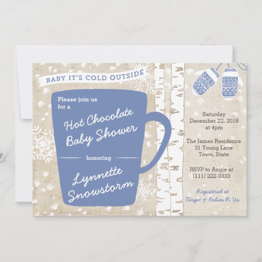 Hot Chocolate Bar Snowflakes Kinderdusche für Jung Einladung (Vorderseite)