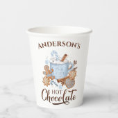 Hot Chocolate Blue Christmas Name Paper Cups Pappbecher (Rückseite)