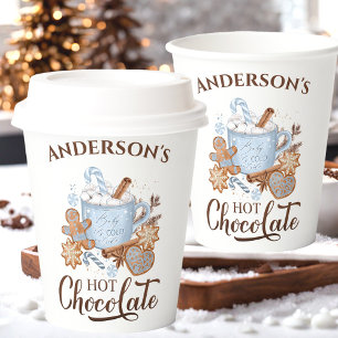 Hot Chocolate Blue Christmas Name Paper Cups Pappbecher