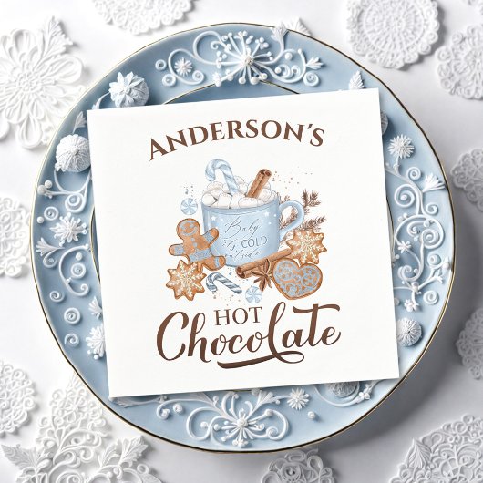 Hot Chocolate Blue Christmas Name Paper Napkins Serviette