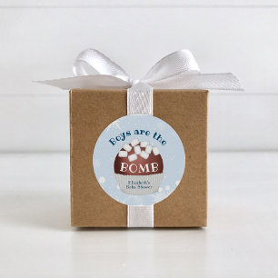 Hot Chocolate Bomb Boy Baby Shower Tag Runder Aufkleber