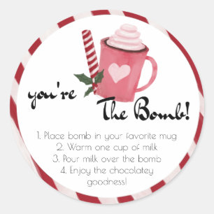 Hot Chocolate Bomb Fvor Tags, du bist der Bomb Fie Runder Aufkleber