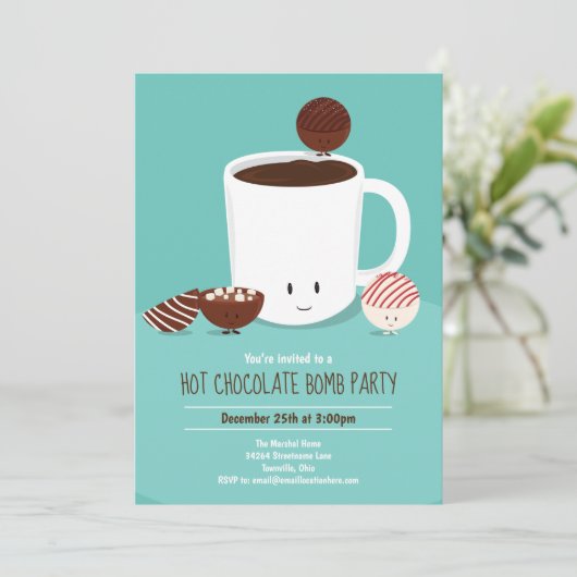 Hot Chocolate Bomb Hot Cocoa Party Einladung (Stehend Vorderseite)