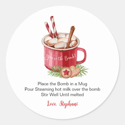 Hot Chocolate Bomb Round Sticker, Du bist die Bomb Runder Aufkleber (Vorderseite)
